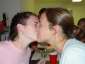 two drunk girls kissing